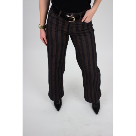 Pantalon large rayé choco AZARIA