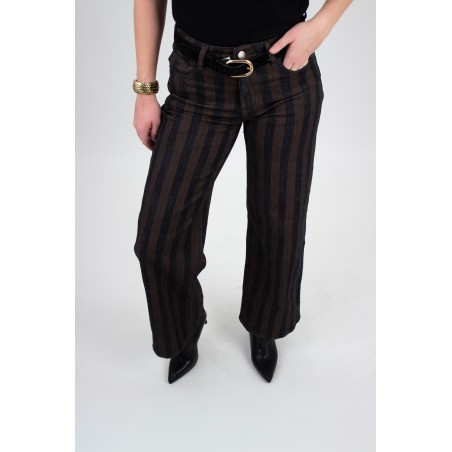 Pantalon large rayé choco AZARIA