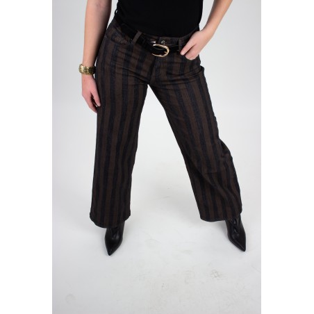 Pantalon large rayé choco AZARIA