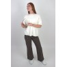 Pantalon droit ample à pois blanc choco DAISY