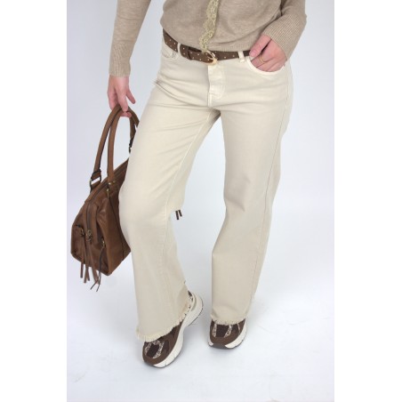 Pantalon ample denim beige JODIE