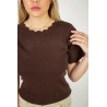 Pull léger à strass en maille court choco ISADORA