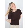 Pull léger à strass en maille court choco ISADORA