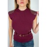 Pull long en maille fine bordeaux GALIA