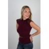 Pull long en maille fine bordeaux GALIA