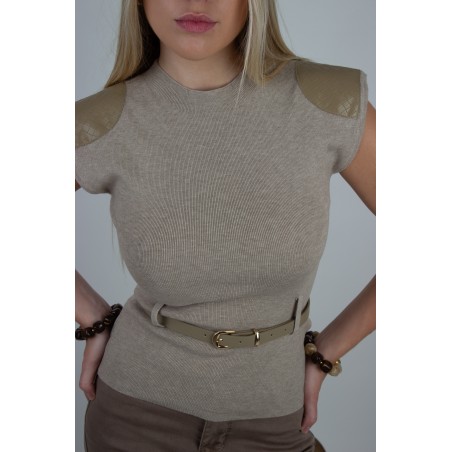 Pull long en maille fine beige GALIA