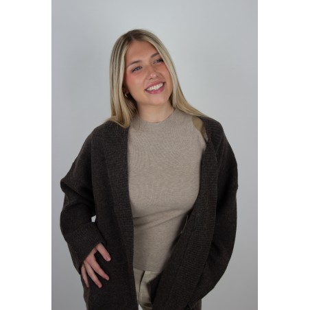 Gilet en maille douce confortable choco JULIETTE