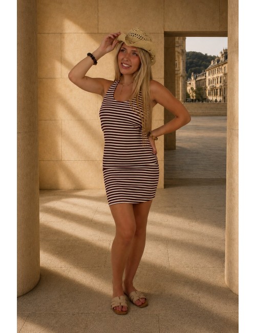 Robe marinière dos nageur bordeaux ANAELLE