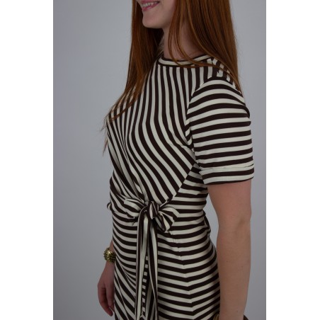 Robe fluide rayée à nouer choco OLIVIA