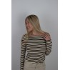 Blouse rayée col drapé choco KELLY