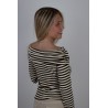 Blouse rayée col drapé choco KELLY