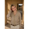 Gilet doux à dentelles beige GABRIELA