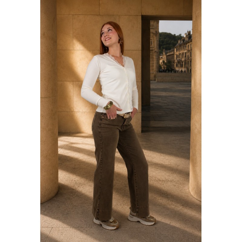 Gilet doux à dentelles blanc GABRIELA