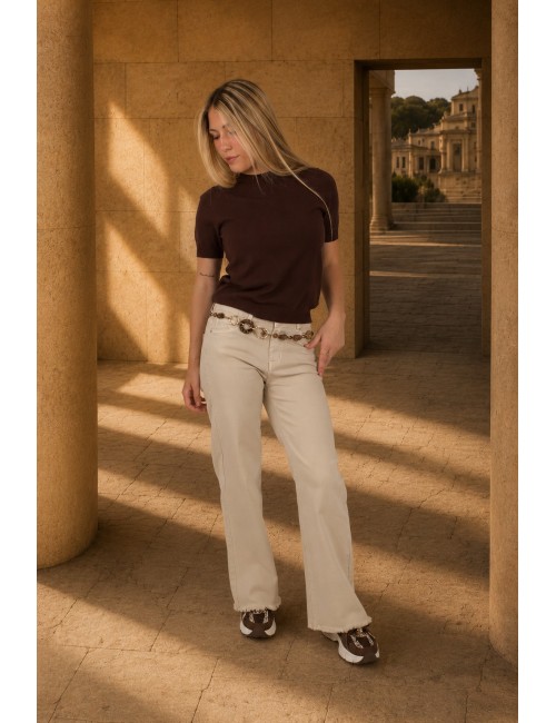 Pull léger en laine douce choco CELIA