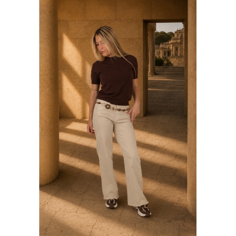 Pull léger en laine douce choco CELIA