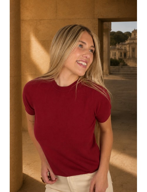 Pull léger en laine douce bordeaux CELIA