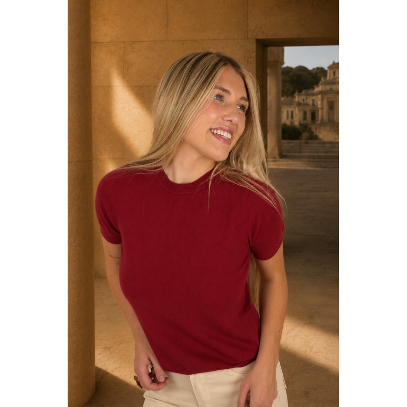 Pull léger en laine douce bordeaux CELIA