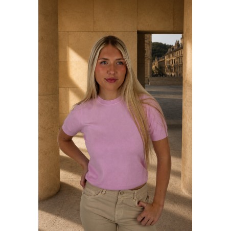 Pull léger en laine douce rose CELIA