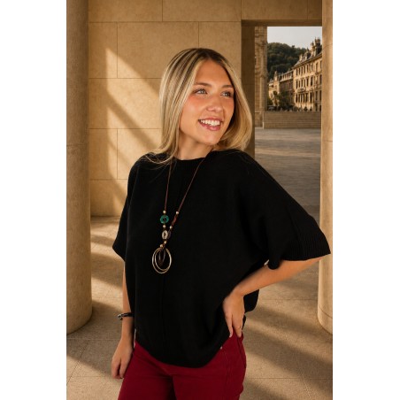 Pull long en laine épaisse noir AUDREY