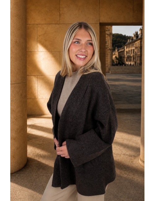Gilet en maille douce confortable choco JULIETTE