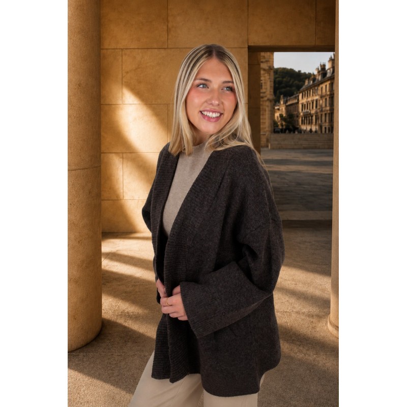 Gilet en maille douce confortable choco JULIETTE