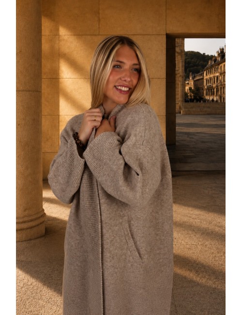 Gilet en maille douce confortable beige JULIETTE