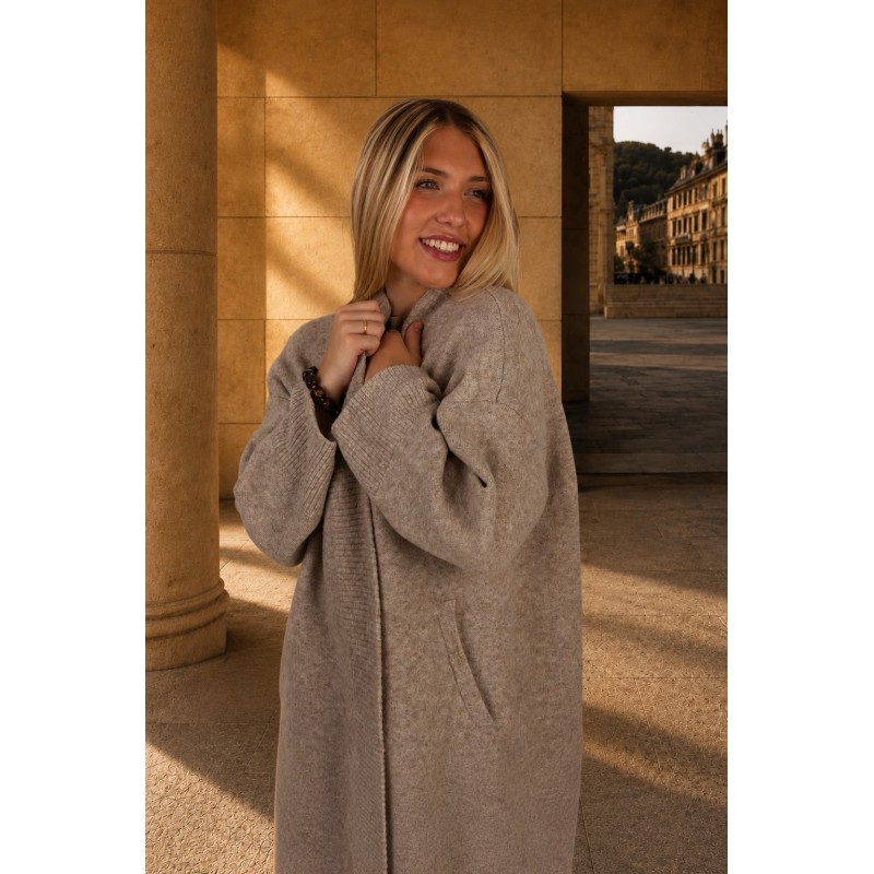 Gilet en maille douce confortable beige JULIETTE