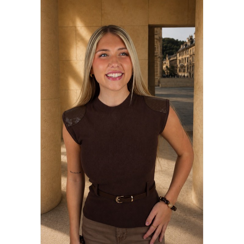 Pull long en maille fine choco GALIA