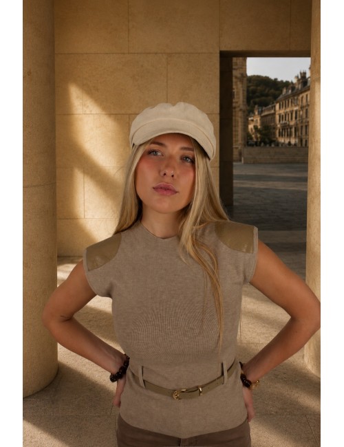 Pull long en maille fine beige GALIA