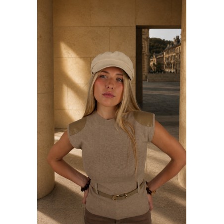 Pull long en maille fine beige GALIA