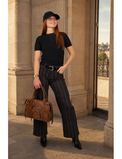 Pantalon large rayé choco AZARIA