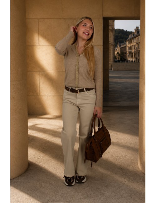 Pantalon ample denim beige JODIE