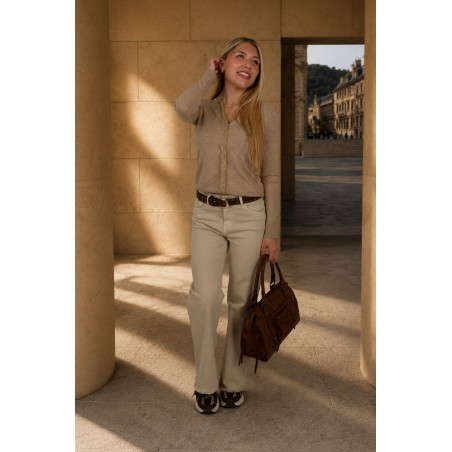 Pantalon ample denim beige JODIE