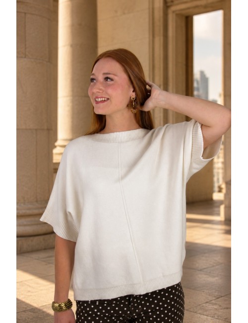 Pull long en laine épaisse blanc AUDREY