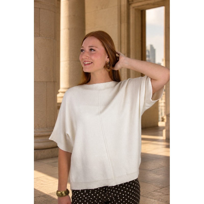 Pull long en laine épaisse blanc AUDREY