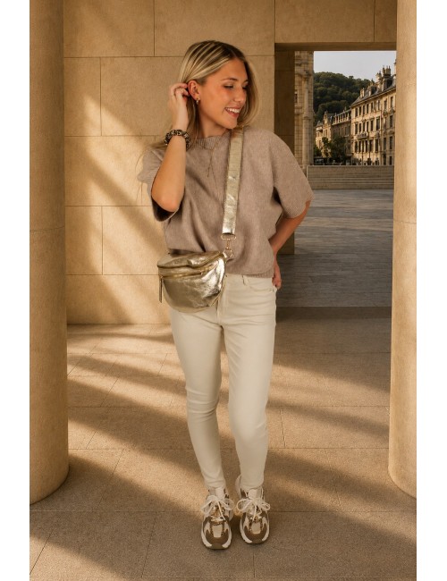 Pull long en laine épaisse taupe AUDREY