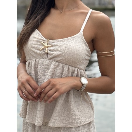 Top léger décolleté à étoile beige Brooke