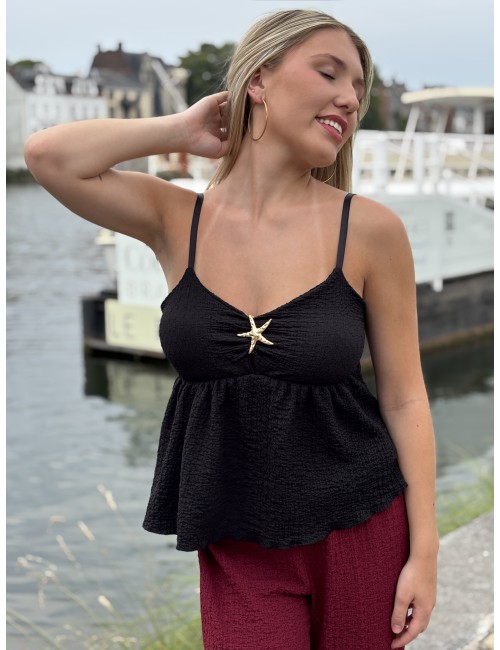 Top léger décolleté à étoile noir Brooke