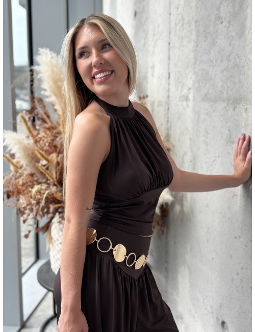 Top fluide col montant choco Lola