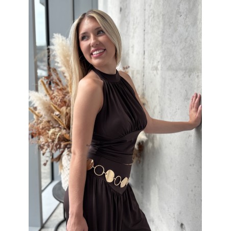 Top fluide col montant choco Lola