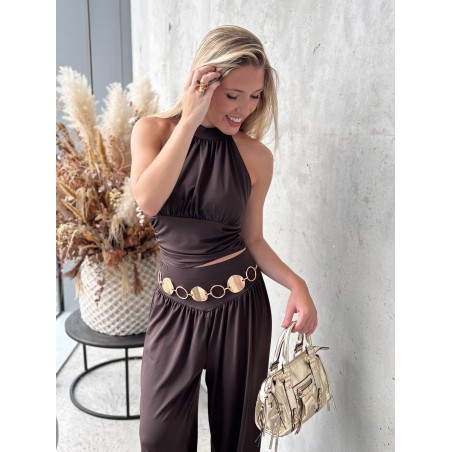Top fluide col montant choco Lola