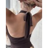 Top fluide col montant choco Lola