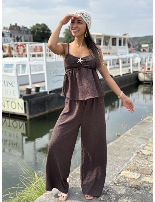 Pantalon fluide & ample choco Yanina