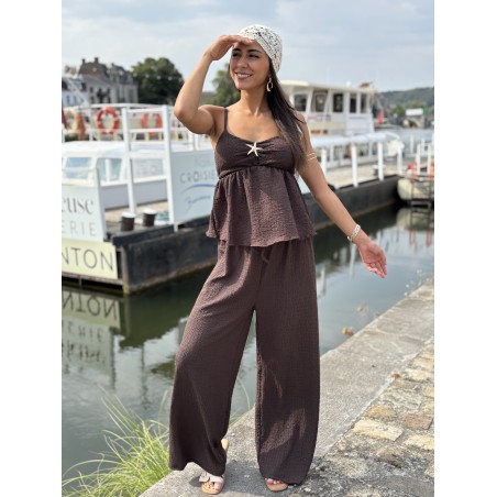 Pantalon fluide & ample choco Yanina