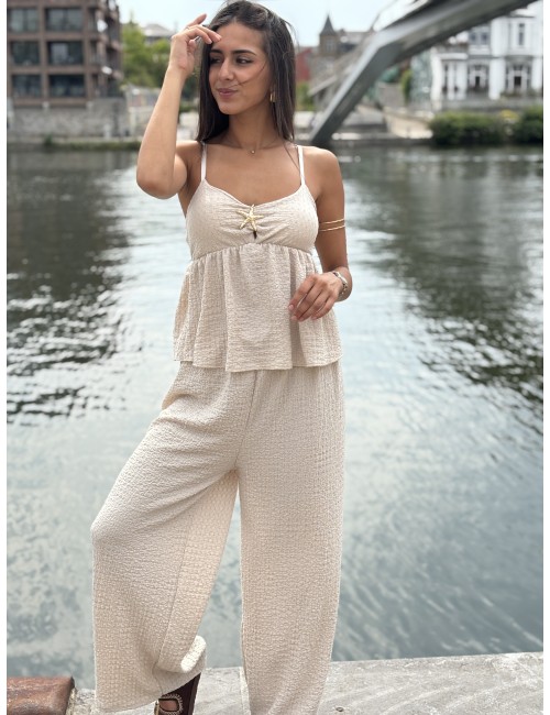 Pantalon fluide & ample beige Yanina