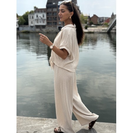 Pantalon fluide & ample beige Yanina
