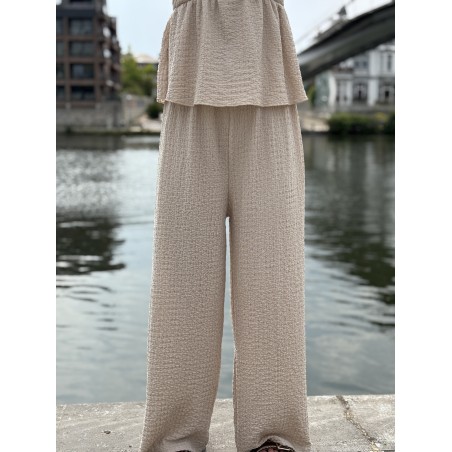 Pantalon fluide & ample beige Yanina