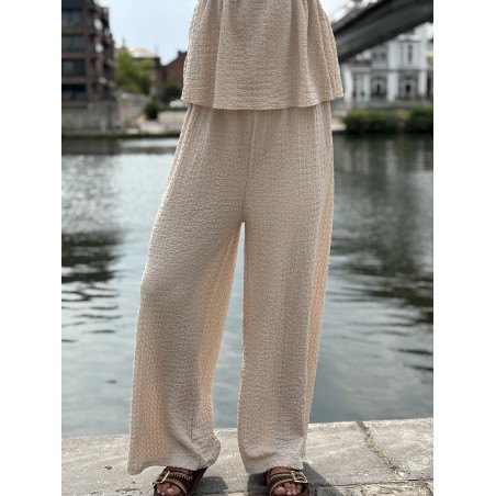 Pantalon fluide & ample beige Yanina