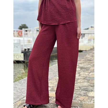 Pantalon fluide & ample bordeaux Yanina