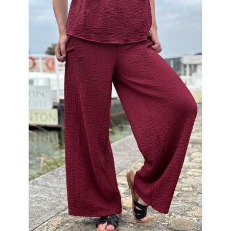 Pantalon fluide & ample bordeaux Yanina